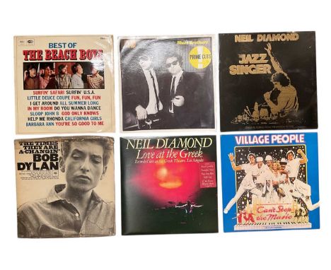 Large collection of LP records containing Neil Diamond, Bob Dylan, The Beach Boys and others (4 boxes)