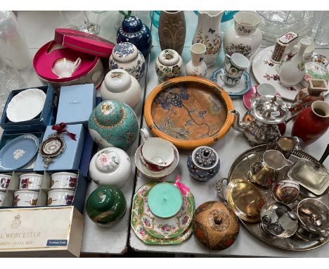 Wedgwood Jasperware pin dish, photograph frames etc, boxed, various ginger jars, Aynsley vases, Carlton ware dish, other deco