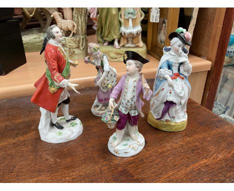 Meissen porcelain figure of a boy, and three other continental figures (4)Please see the extra images on our website