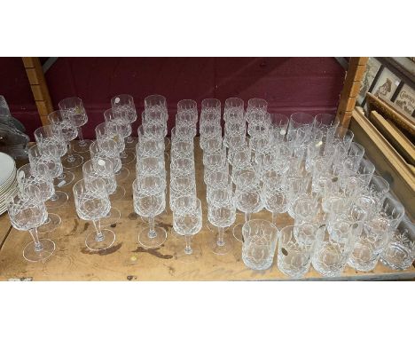Extensive service of crystal glass tumblers, red and white wine glasses, 67 pieces