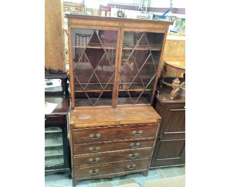 George III glazed secretaire bookcase, 107.5cm wide, 54.5cm deep, 211cm high