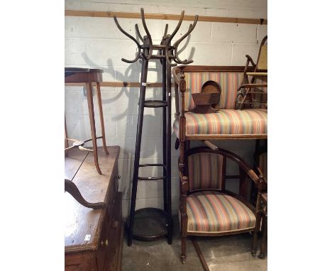 Bentwood coat and hat stand, 192cm high, together with a small drop flap occasional table (2)