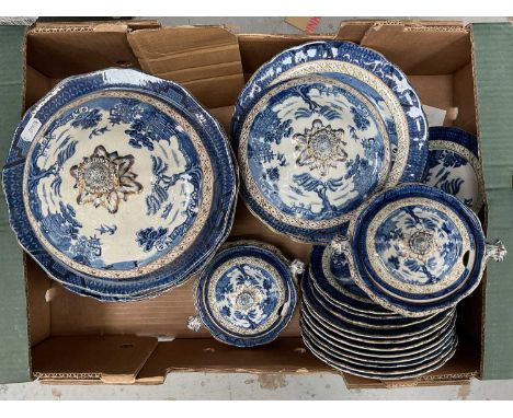 Booths Real Old Willow blue and white dinner service, 44 pieces