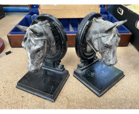 Pair of vintage horsehead bookends by Ronson