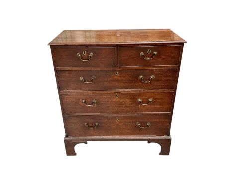 George III oak chest of two short over three long drawers, 98cm wide x 46cm deep x 109cm high