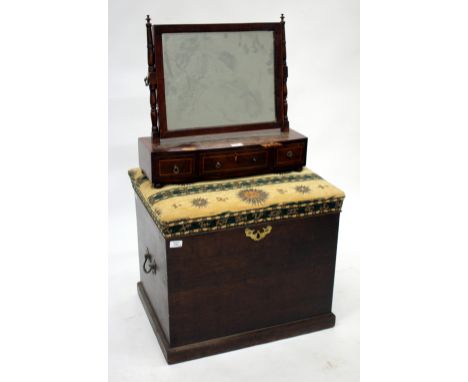 A VICTORIAN MAHOGANY BOW FRONTED DRESSING TABLE MIRROR