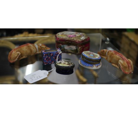 A 19TH CENTURY SEVRES PORCELAIN TRINKET BOX with a pink ground, gilded scrolling decoration and hand painted scenes, signed '