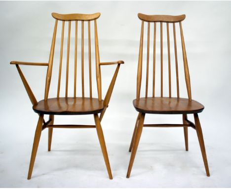 A SET OF SIX ERCOL GOLDSMITH CHAIRS to include two carvers