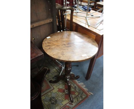 AN ANTIQUE FRUITWOOD TRIPOD TABLE, the top 52cm diameter together with a George III side chair with pierced splat back (2)