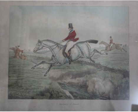 THREE HUNTING PRINTS AFTER ALKEN, each 23cm x 28cm together with four Royal Coronation prints (7) 