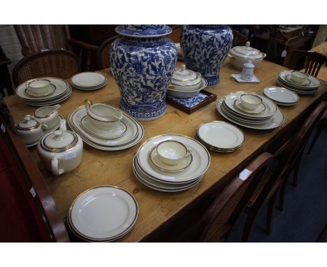 A KPM GERMAN PORCELAIN 'ROYAL IVORY' DINNER SERVICE consisting of a soup tureen and cover, a vegetable tureen and cover, vari