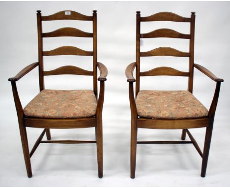 TWO ERCOL FIRESIDE LADDERBACK ARMCHAIRS each 56cm wide at the arm 