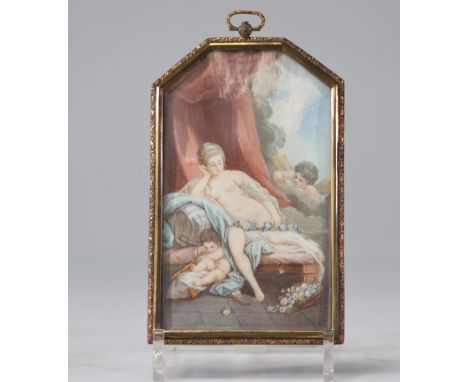 Miniature 19thÂ&nbsp;centuryÂ&nbsp; "romantic scene" - Weight: 370 g - Shipping available - Region: Europe - Sizes: H 185 L 1
