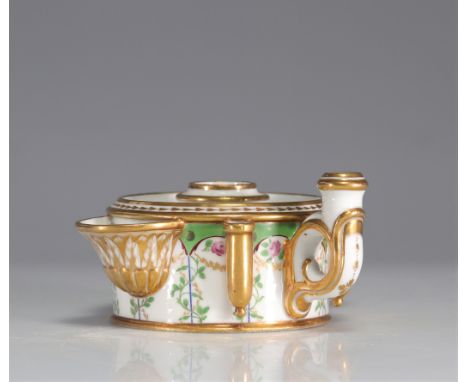 Paris porcelain inkwell 18th century Louis XVI period - Weight: 365 g - Shipping available - Region: France - Sizes: H 68 mm 