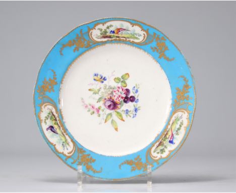 Sevres porcelain plate 1783 flowers and birds - Weight: 410 g - Shipping available - Region: France - Sizes: D 240 - At first