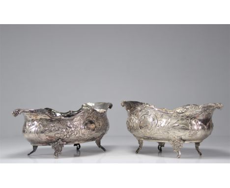 Pair of Louis XV style silver planters - Weight: 4.40 kg - Shipping available - Region: France - Sizes: H 175 L 485 - At firs