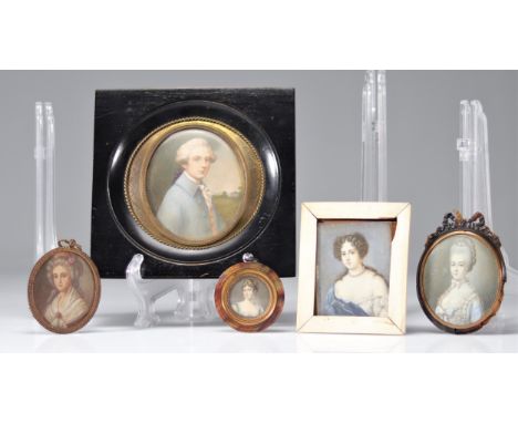Set of miniatures (5) various portraits 18/19th - Weight: 325 g - Shipping available - Region: France - Sizes: H160 L160 + DI
