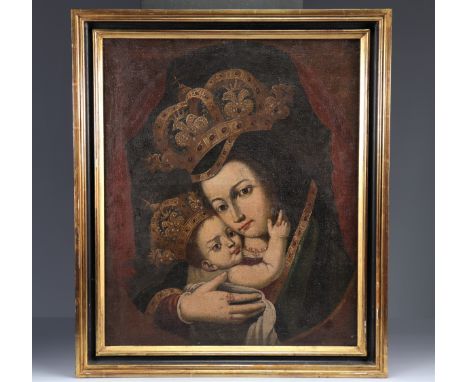 Virgin And Child Spanish School XVIIIth - Weight: 3.00 kg - Shipping available - Region: Esapgne - Sizes: Hc H 570 mm x L 470