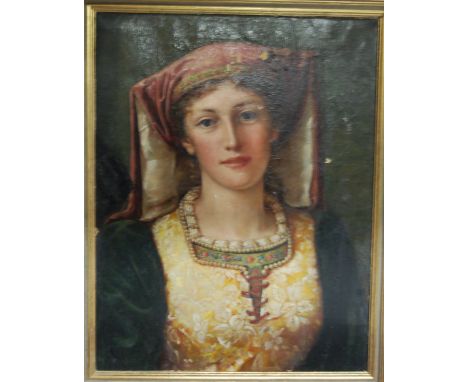 Early 20th century English school in the 17th century style - Portrait of Melloney Scobell, oil on canvas, 45 x 35cm 