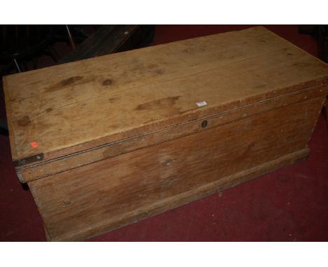 A 19th century pine hinge top tool chest