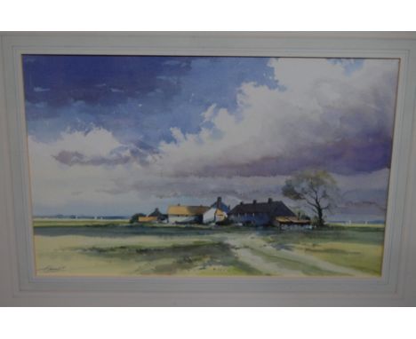 Graham Howlett - An East Anglian farmstead, watercolour, signed lower left, 35 x 54cm  