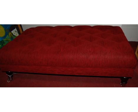 A Victorian style buttonback upholstered pouffe of good size