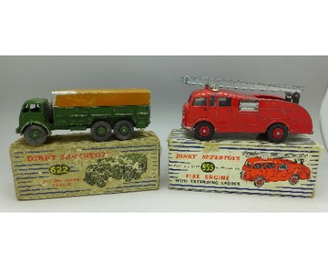 Two boxed Meccano Dinky Supertoys, 10-Ton Army Truck 622 and Fire Engine 955