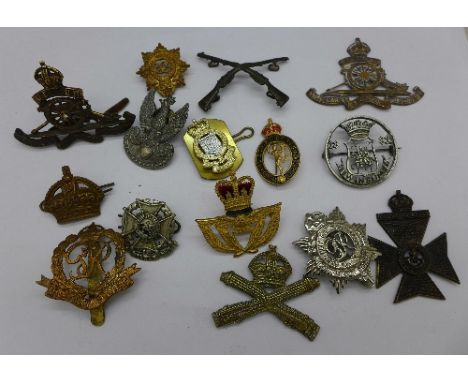 Cap badges, etc., including Royal Army Service Corps, The Border Regiment, Royal Corps of Signals and Kings Royal Rifle Corps