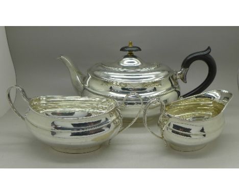 A Viners plated three piece tea service