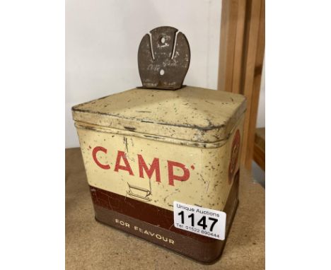 A Vintage Camp coffee tin / string box