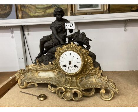 A French Spelter and brass ormolu mantle clock