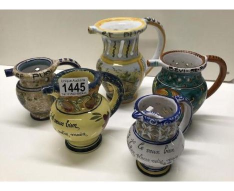 5 European style puzzle jugs inc Quimper