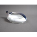 A Royal Copenhagen porcelain Art Nouveau bird dish, 753/376, 6" wide (very small chip to beak)