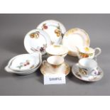 A pair of Royal Worcester "Evesham" pattern trios, four gratin dishes, a 1930s teaset and other