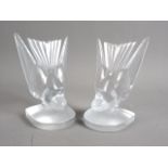 A pair of R Lalique "Hirondelle" 1143B bookends, 6" high