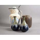 A Bing & Grondahl Valdema Petersen stoneware vase, 7" high, a Villeroy & Bosh stoneware sprigged