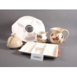 Two Poole hors d'oeuvre dishes, eleven jugs and other table china, plates, etc