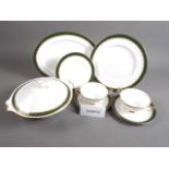 A Royal Albert bone china green and gilt decorated part dinner service, 42 pieces approx (some