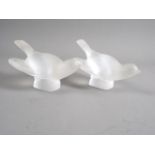 A pair of Lalique glass sparrows, 5" long