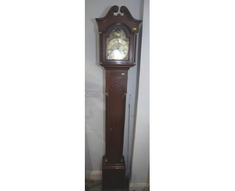 A mahogany longcase clock with pierced and engraved dial, chapter ring 6 1/4" dia, case 71 1/2" high Condition: The clock is 