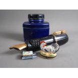 A Silver Crane Co ceramic "Parker Quink" bottle, 7 1/2" high, a companion Parker fountain pen and