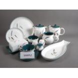 A Denby "Greenwheat" part combination service, including serving dishes, butter dish and cover,