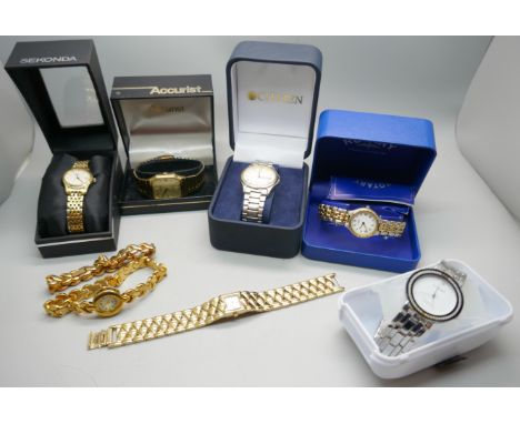 Wristwatches including Rotary and Citizen, boxed 