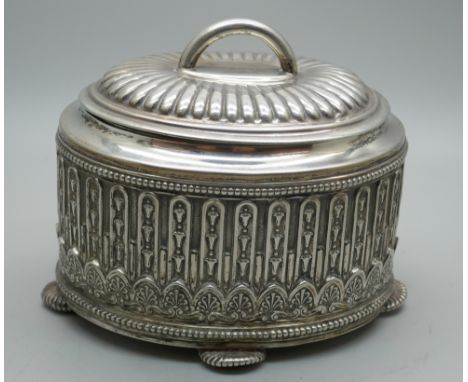 A German 800 silver tea caddy, 204g, 10cm wide 