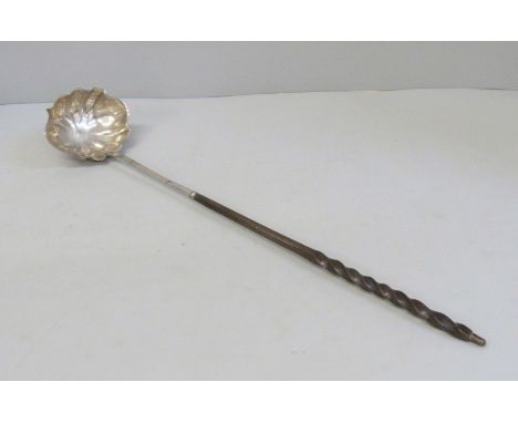 A Georgian toddy ladle with shaped silver bowl 