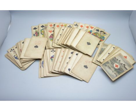 A collection of 19th Century playing cards, some sets incomplete 