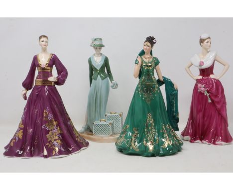 Four Royal Worcester figurines, largest H: 27 cm, emerald princess has losses to flower in hair, other than that they all app