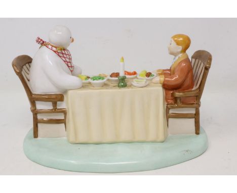 Coalport Characters The Snowman figurine, Dinner For Two, limited edition 2175/2500, no cracks or chips, L: 20 cm. UK P&amp;P