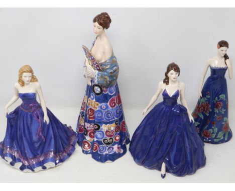 Three limited edition Royal Worcester figurines, Poppy Ball 146/4950, Crystal Ball 903/4950, Lady with Fan 88/4950, and 2010 