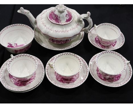 Victorian Sunderland lustre tea service of twelve pieces, light surface scratches but no cracks or chips. UK P&amp;P Group 3 